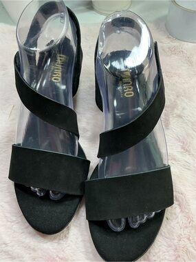 Unisa Black Suede Two-Band Slide Heels 181
